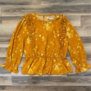 Madewell Golden Floral Ruffle Blouse